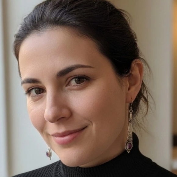 Jewelry - Sterling silver earrings with garnet gemstones and filigree detail, stamped 925